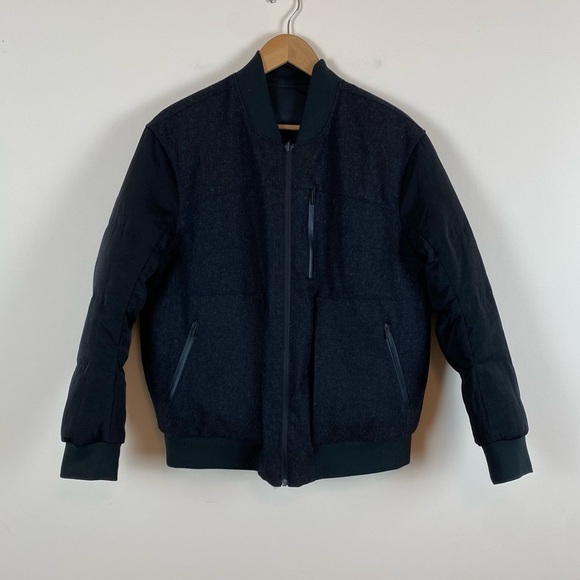 Lululemon Roam Far Wool Reversible Puffer Bomber Black/Heathered Black - Picture 3 of 15